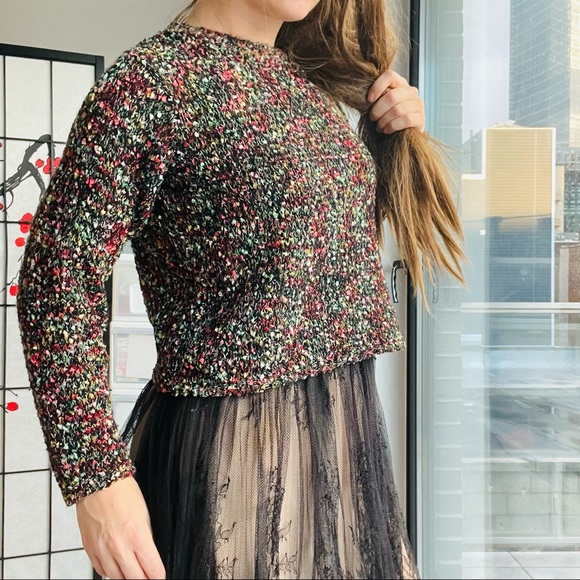 Lord & Taylor Vintage Confetti Ribbon Wool Angora Rabbit Hair Blend Sweater - Picture 4 of 17